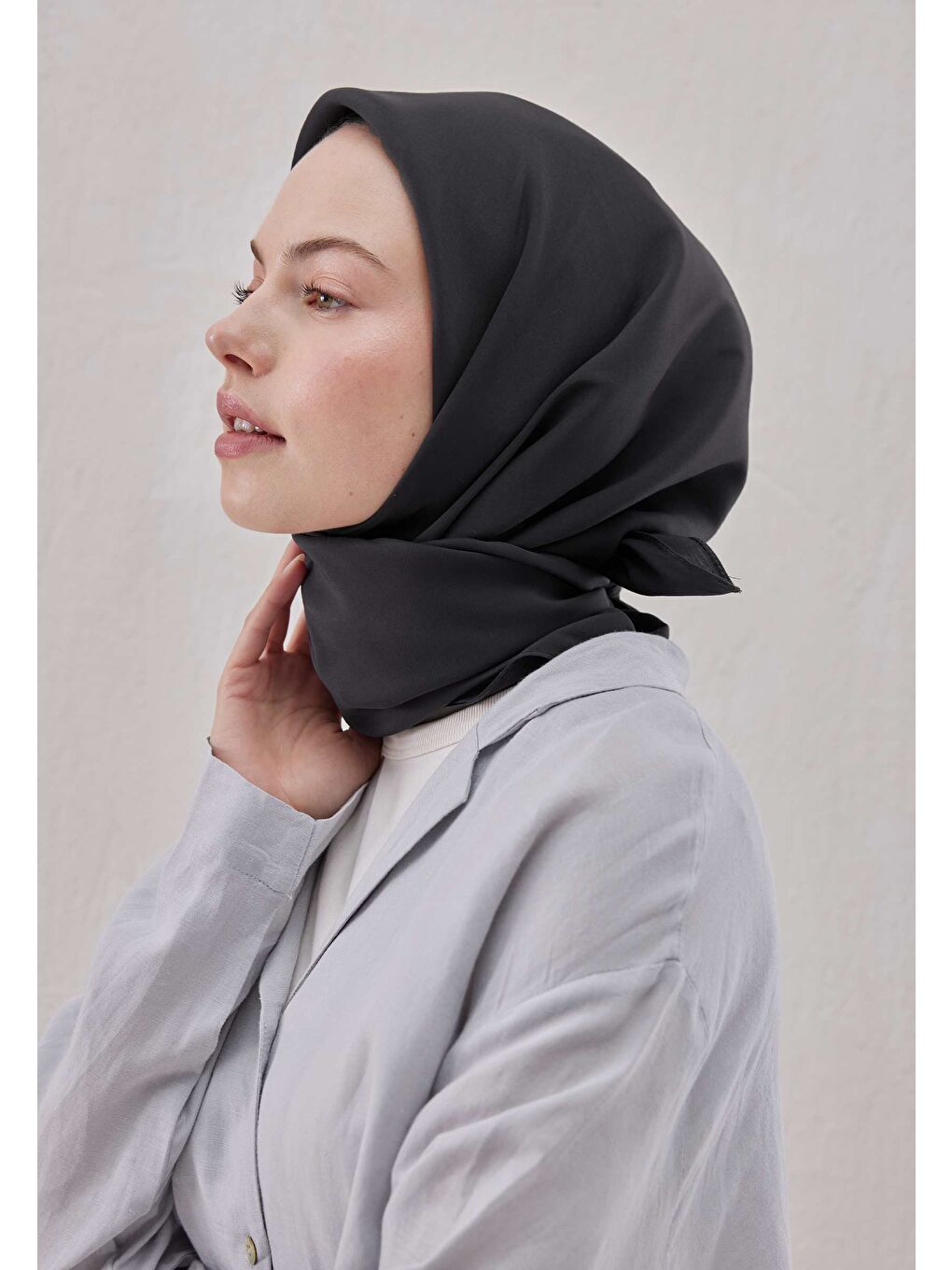 Pamuk İpek Eşarp Antrasit-2