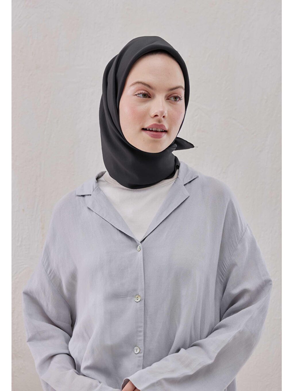 Pamuk İpek Eşarp Antrasit-3