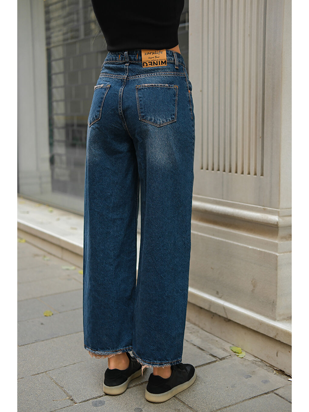 Kadın Baggy Model Jean Pantolon Koyu Mavi-2