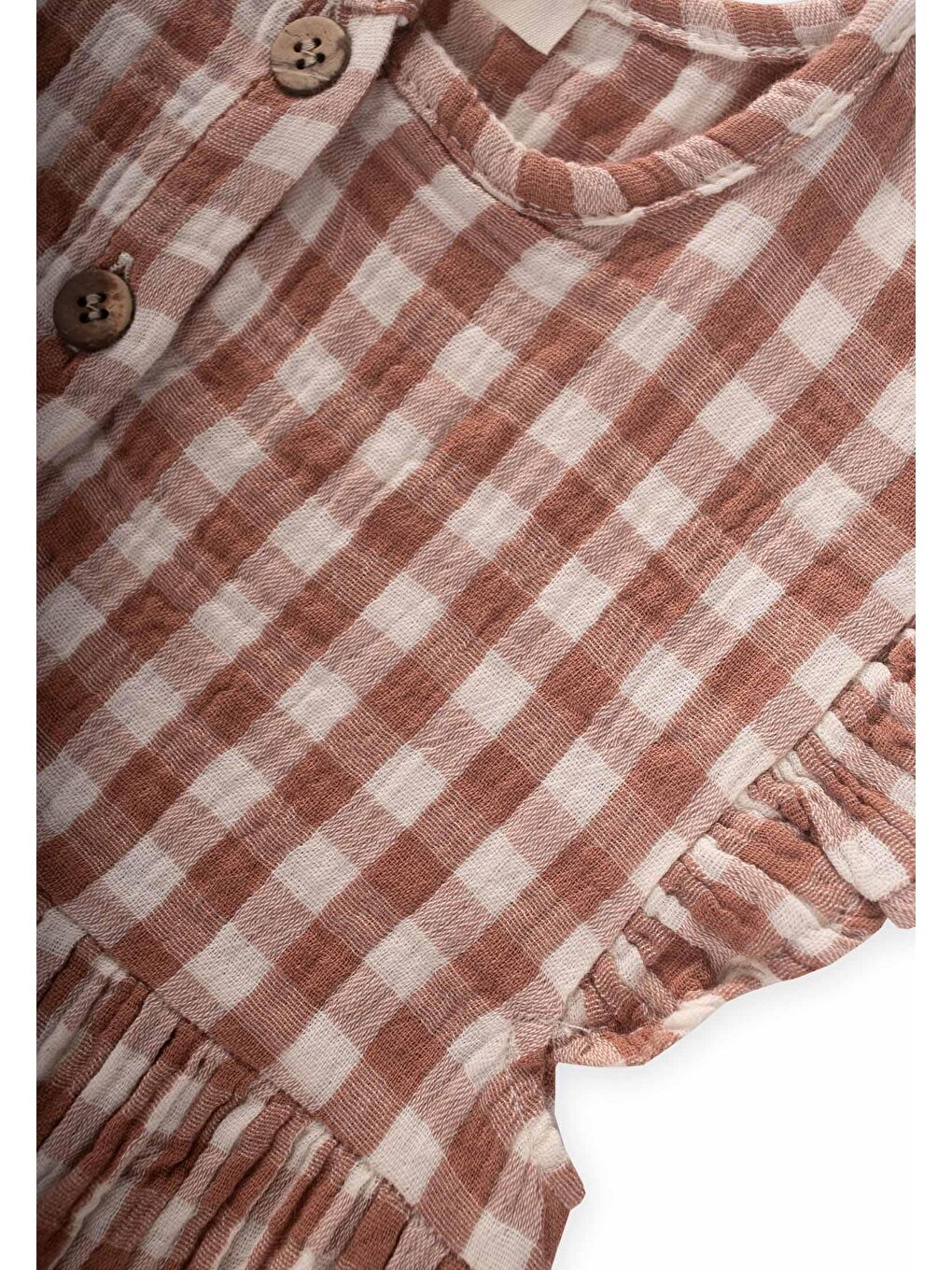 Kahverengi Kız Çocuk Desenli Elbise-2