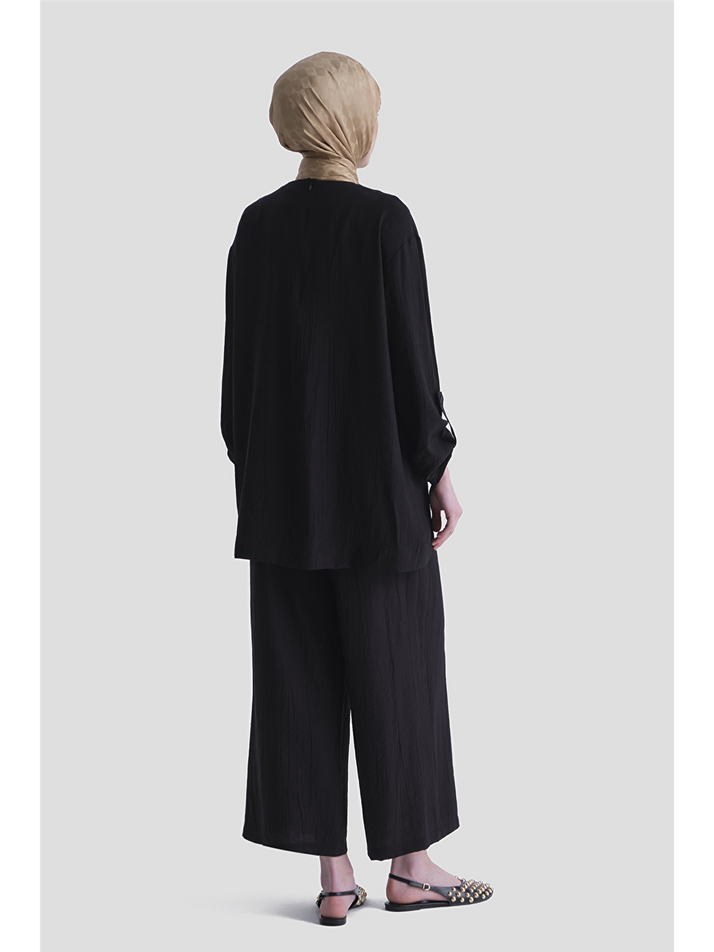 Düğme Detaylı Takım Siyah-4