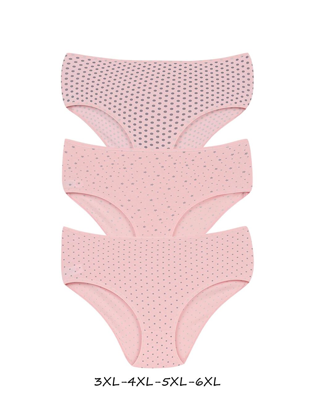 Karışık Kadın Büyük Beden Pamuklu Yüksek Bel Külot 6'lı Paket-1