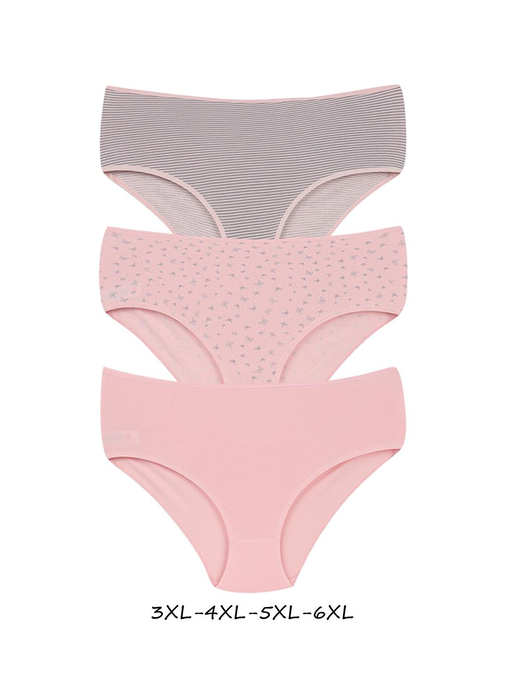 Karışık Kadın Büyük Beden Pamuklu Yüksek Bel Külot 6'lı Paket-2