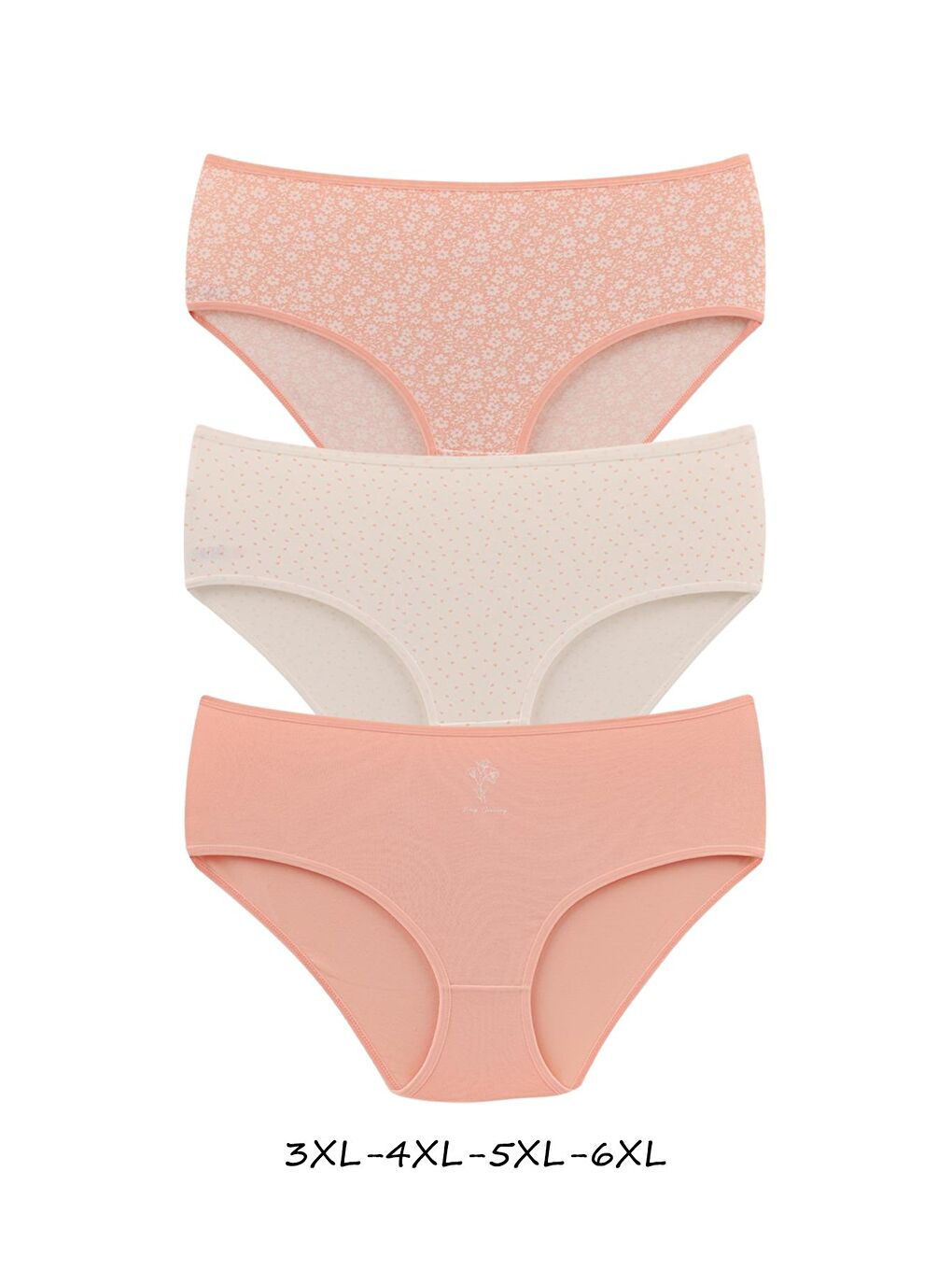 Karışık Kadın Büyük Beden Pamuklu Yüksek Bel Külot 6'lı Paket-1