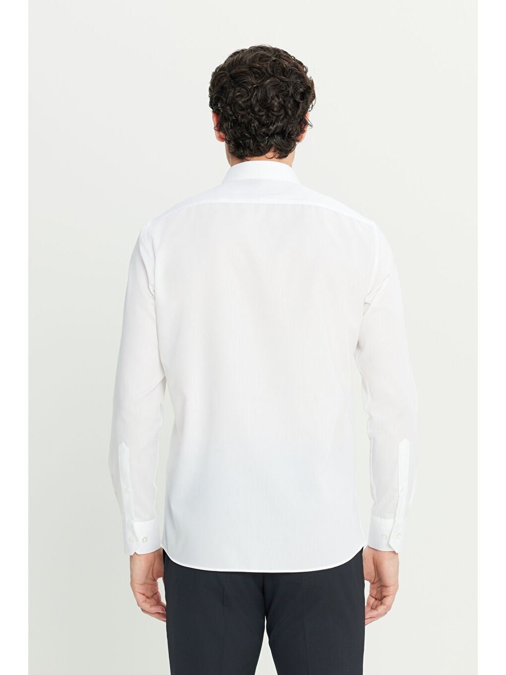 Erkek Beyaz Non-Iron %100 Pamuk Tailored Slim  Fit Dar Kesim Klasik Yaka Gömlek-4