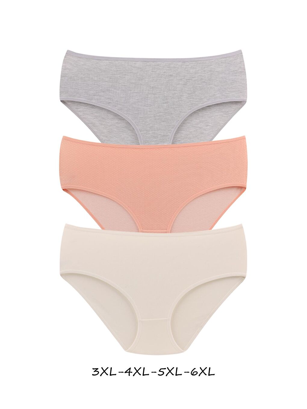 Karışık Kadın Büyük Beden Pamuklu Yüksek Bel Külot 6'lı Paket-2