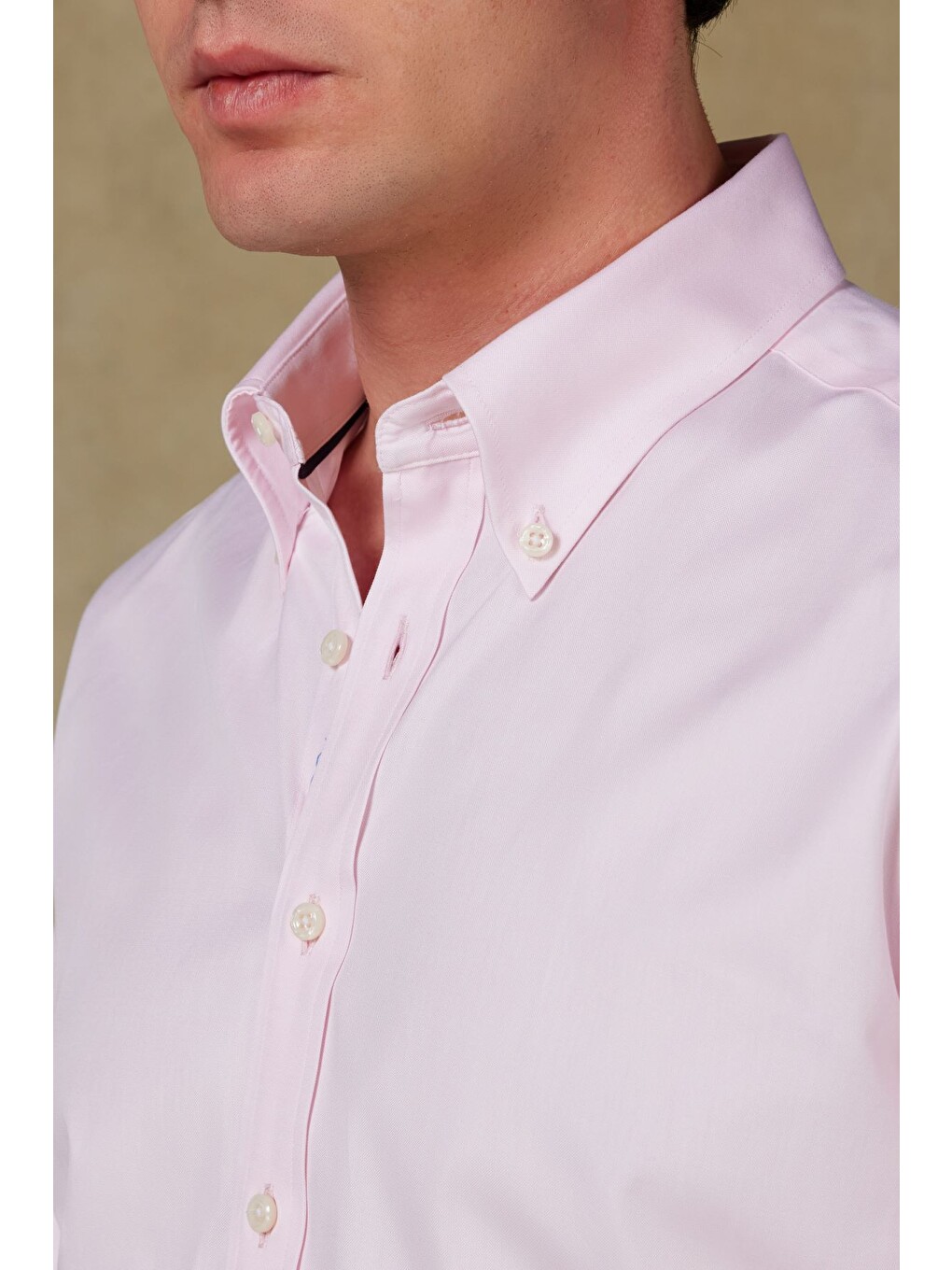 Carlo Royal Oxford Pamuklu Slim Fit Pembe Düğmeli Yaka Erkek Düz Gömlek-2