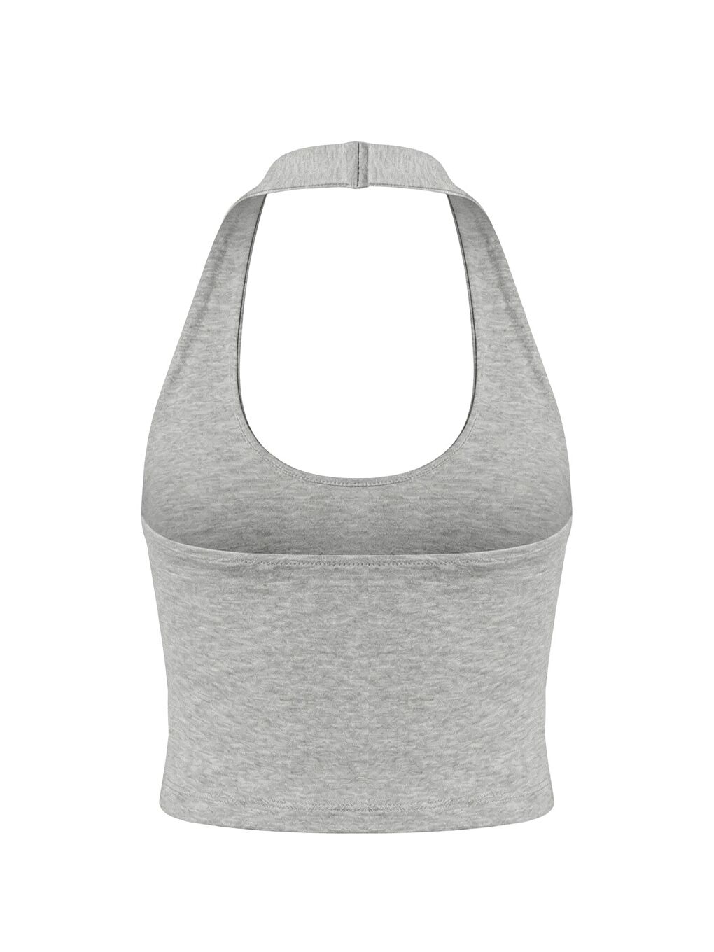 Gri Melanj Viskon Halter Yaka Sırt Dekolteli Kadın Crop Atlet