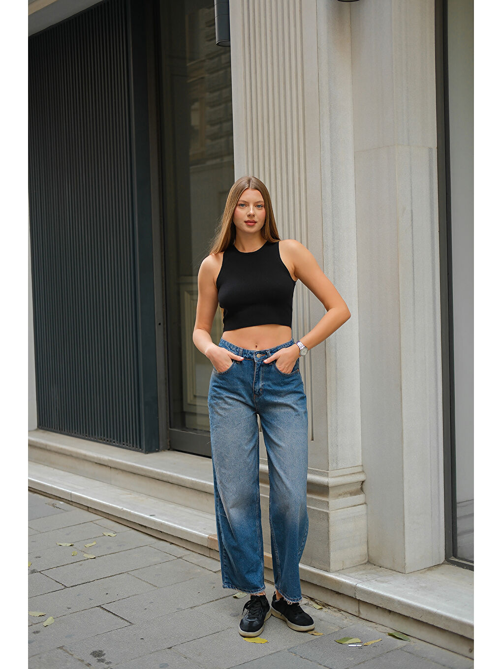 Kadın Baggy Model Jean Pantolon Mavi-2