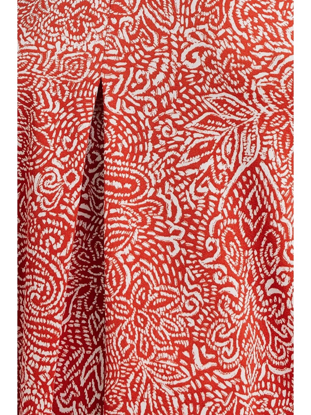 Kırmızı Büyük Beden V Yaka Çiçek Desenli Kısa Kollu T-shirt 322657-5