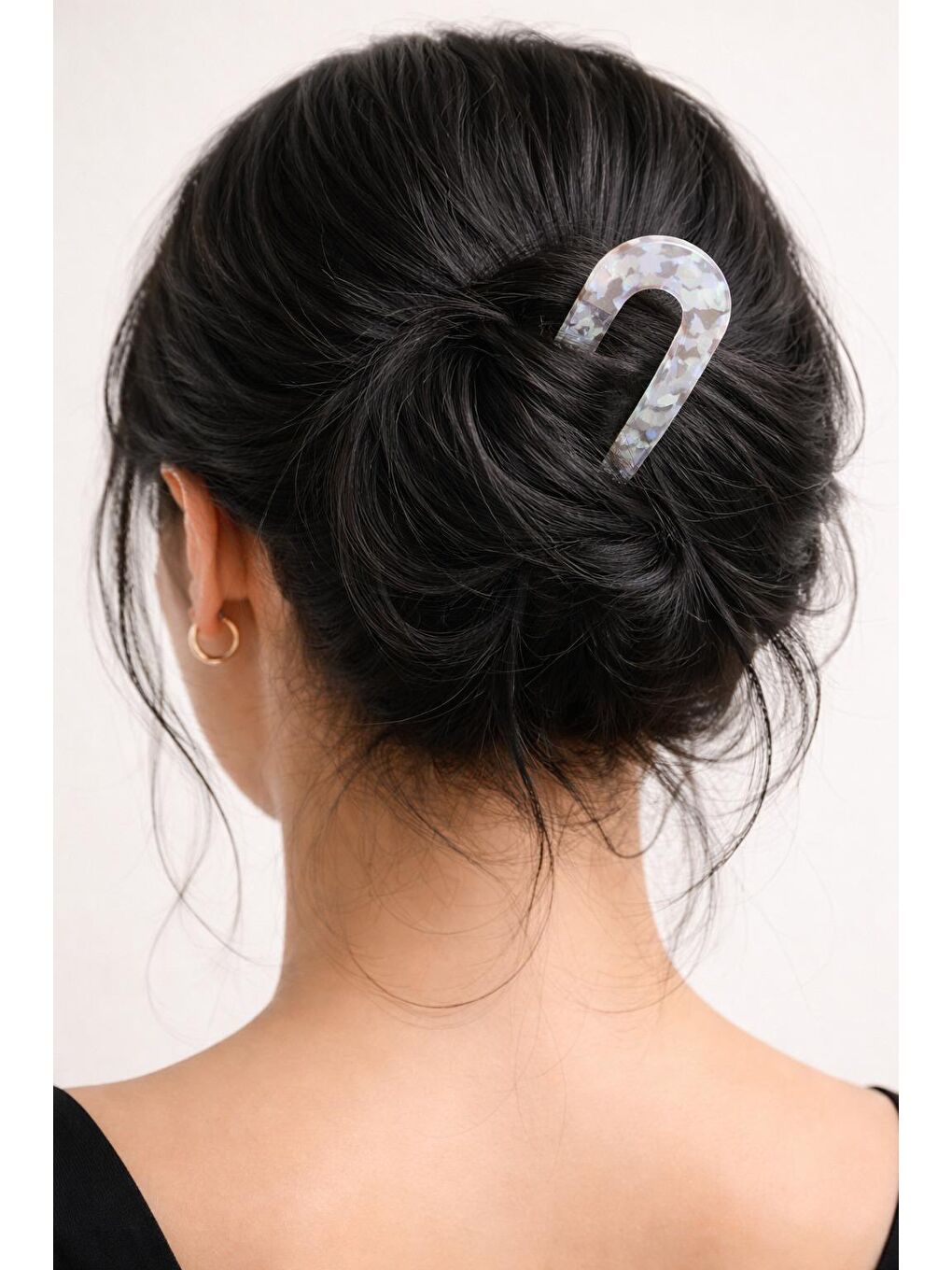 Gri Asetat Lüks U Topuz Tokası-1