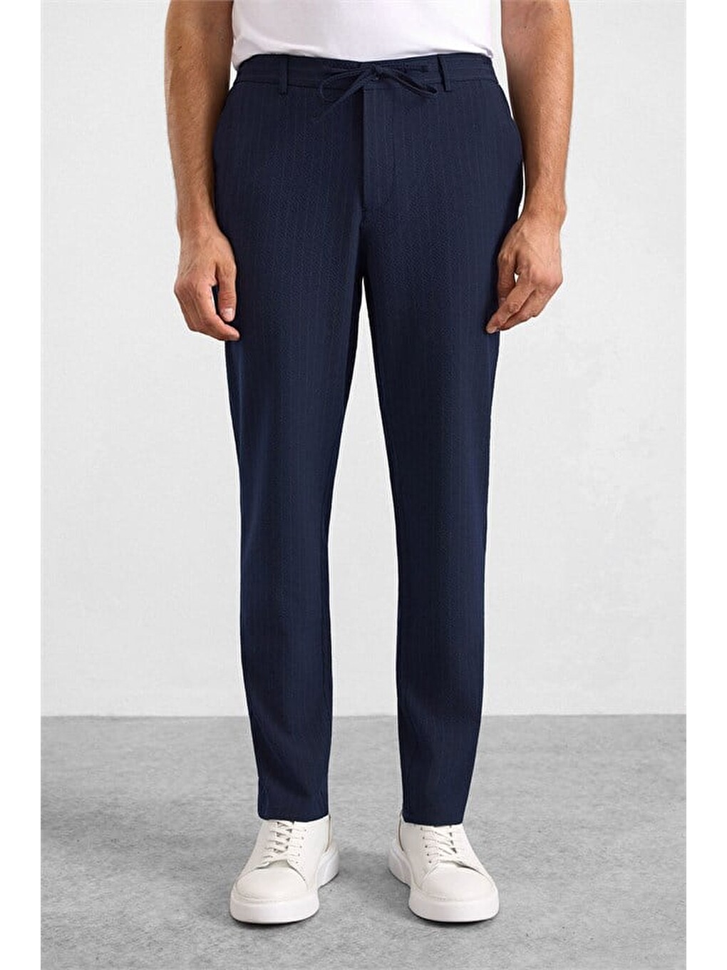 Lacivert Slim Mono Yaka Düz Torba Cep 6 Drop Takım Elbise-4