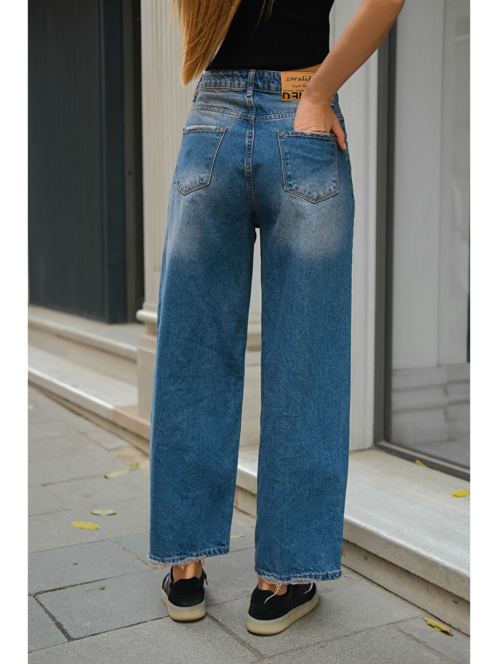 Kadın Baggy Model Jean Pantolon Mavi-3