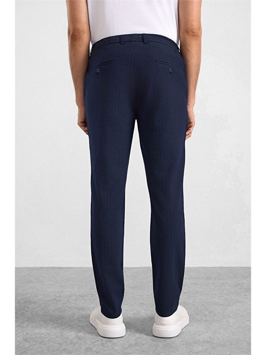 Lacivert Slim Mono Yaka Düz Torba Cep 6 Drop Takım Elbise-6