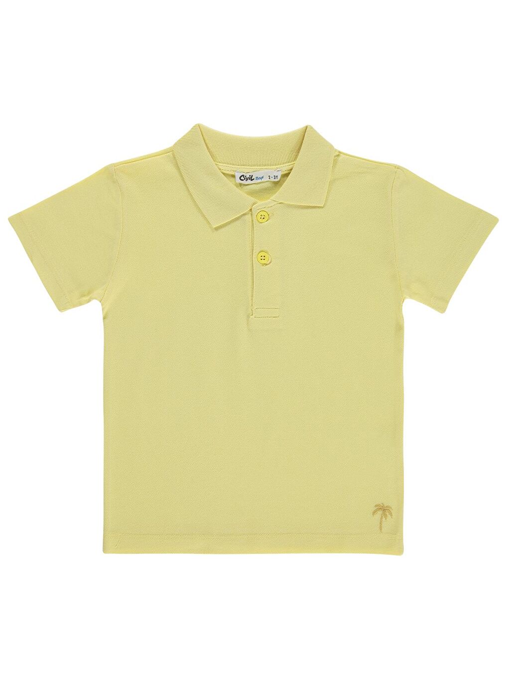 Boys Erkek Çocuk Palmiye Nakışlı Polo Yaka 2-5 Yaş Tişört - Sarı