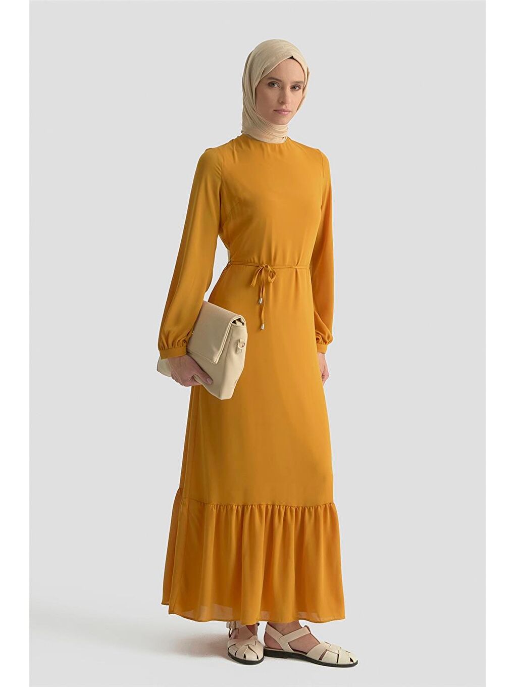 Sarı Trend Elbise 25Yt924 Hardal-1