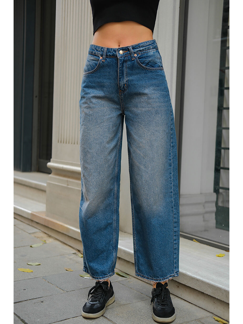 Kadın Baggy Model Jean Pantolon Mavi-4