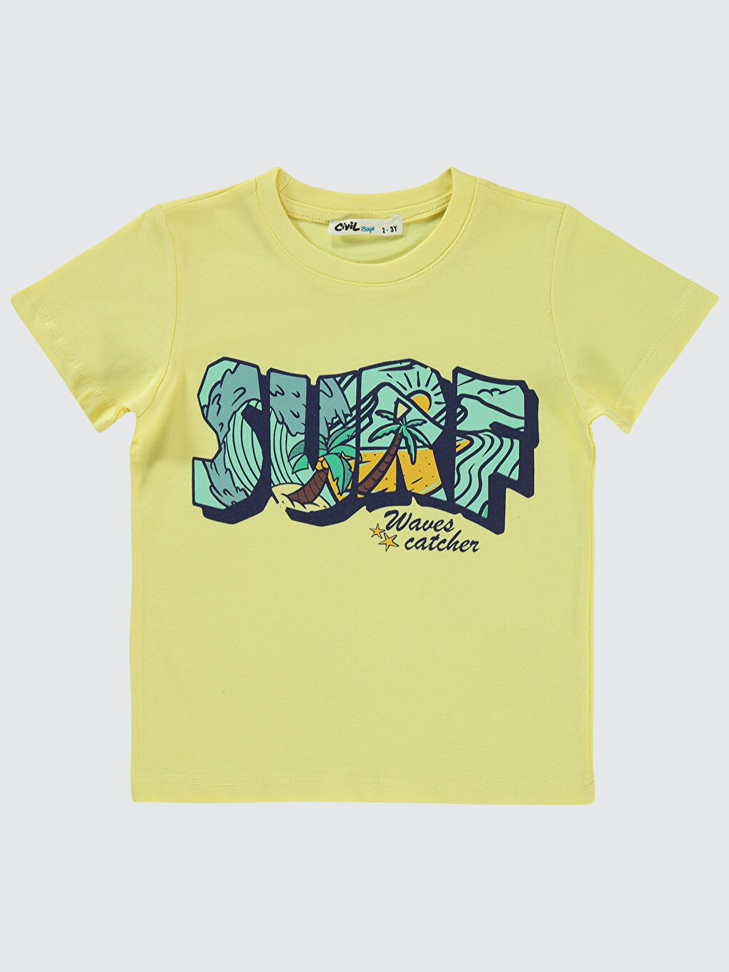 Boys Erkek Çocuk Tişört 2-5 Yaş Açık Sarı