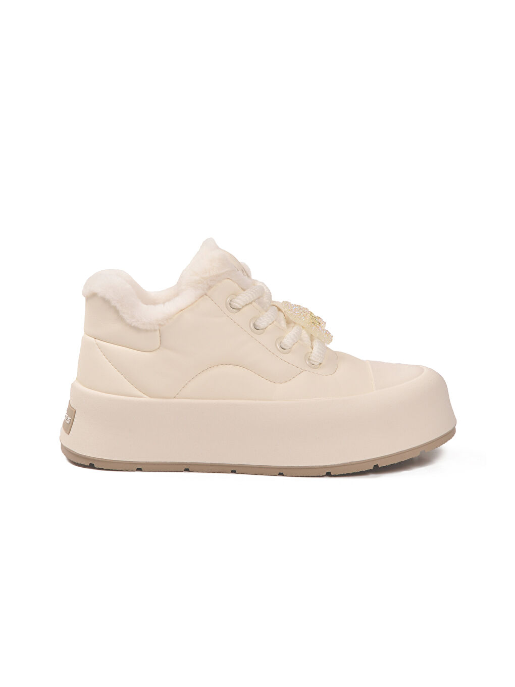 Kahverengi Krem İçi Küklü Bağcıklı Soğuğa Dirençli Kadın Sneaker Chizy Z