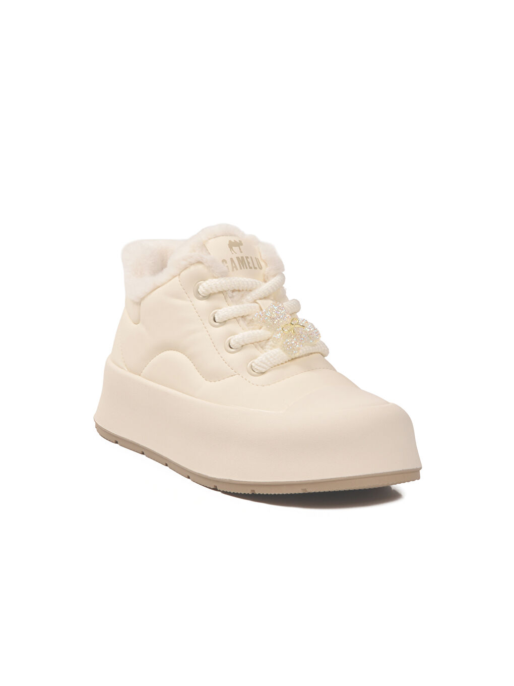 Kahverengi Krem İçi Küklü Bağcıklı Soğuğa Dirençli Kadın Sneaker Chizy Z-2