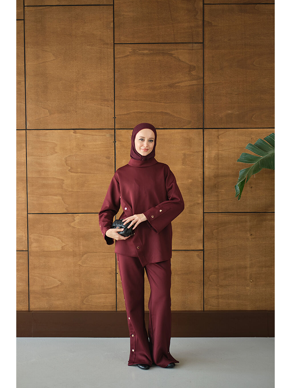 Kadın Dik Yaka Takım Bordo-1