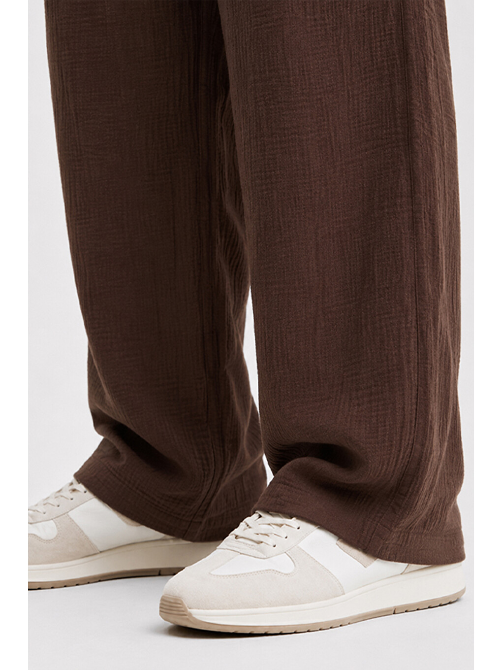 Kahverengi Erkek Acı Kahve Regular Fit Müslin Pantolon-4