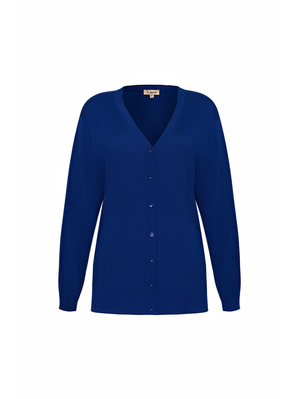 Mavi Saks V Yaka Düğmeli Triko Hırka