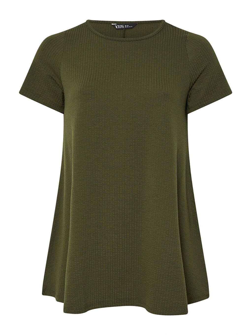 Yeşil Büyük Beden Bisiklet Yaka Kısa Kollu Dokulu Uzun T-shirt 304001-5