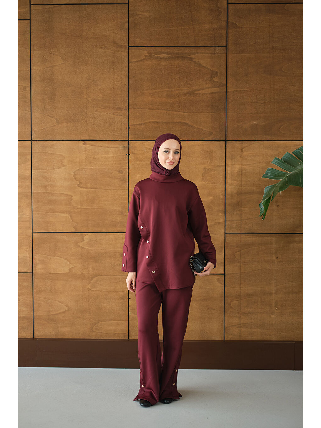 Kadın Dik Yaka Takım Bordo-2