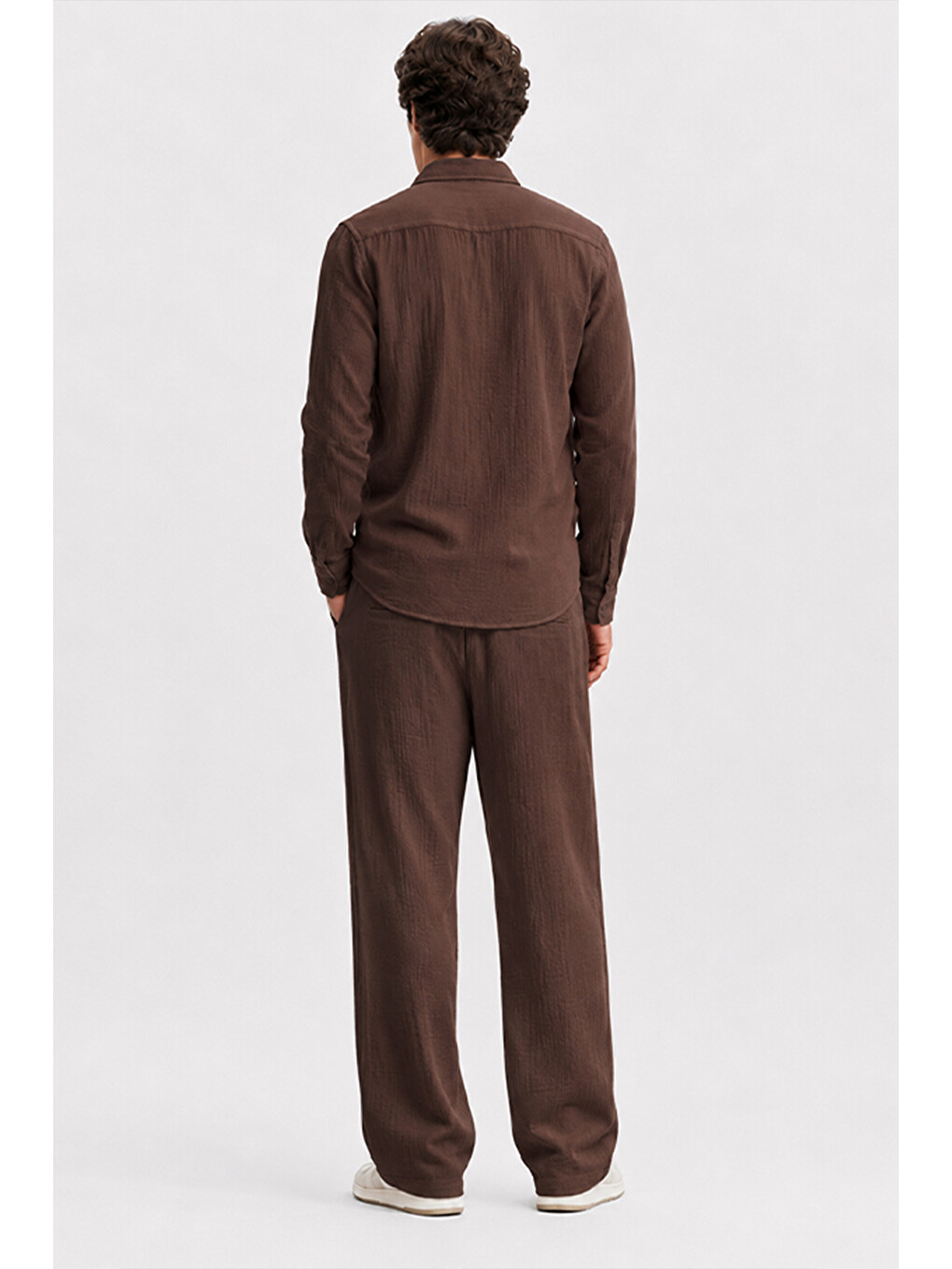 Kahverengi Erkek Acı Kahve Regular Fit Müslin Pantolon-7