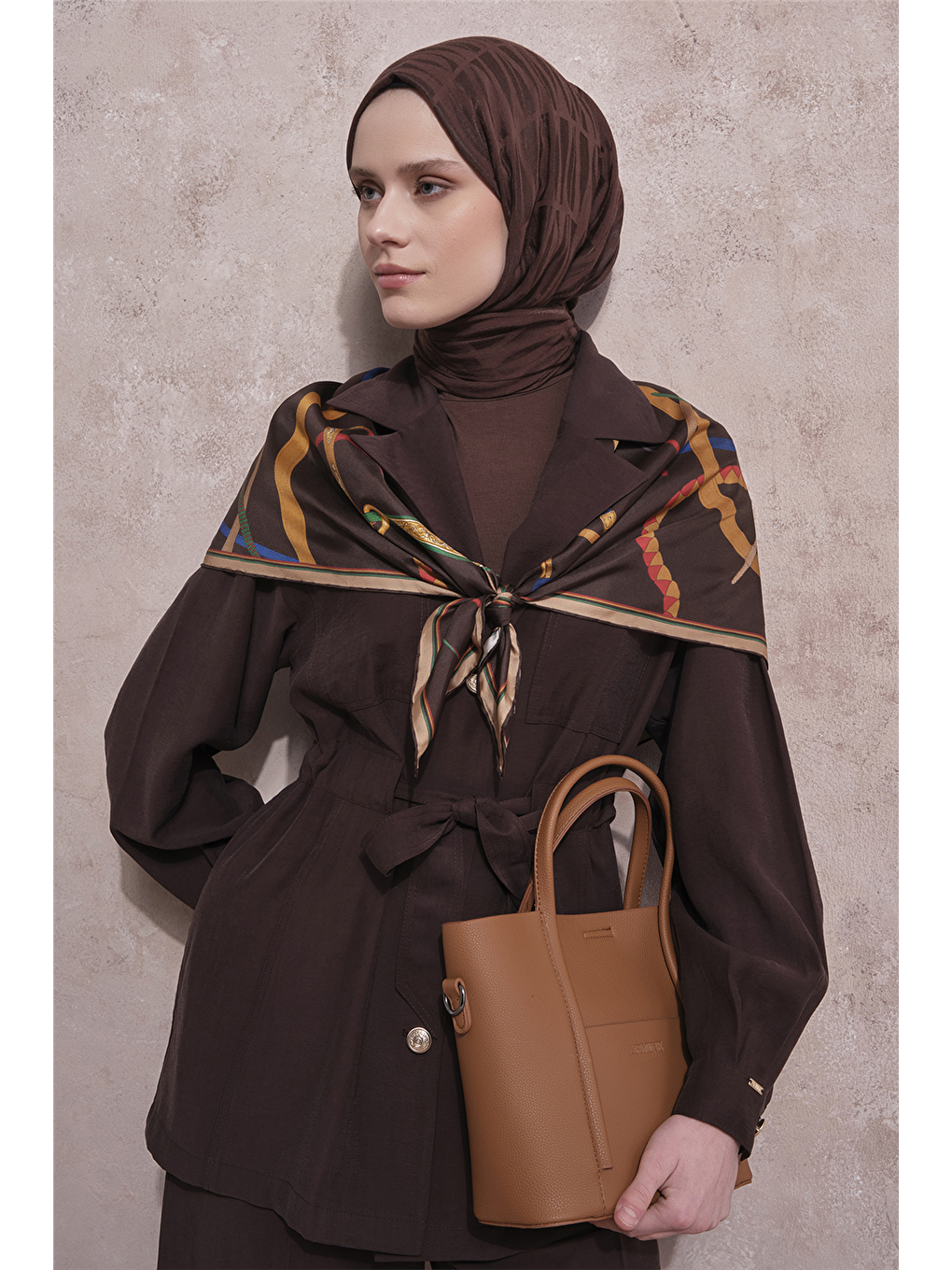 Kahverengi Cupra Karışımlı Ceketli Takım Acı Kahve-1