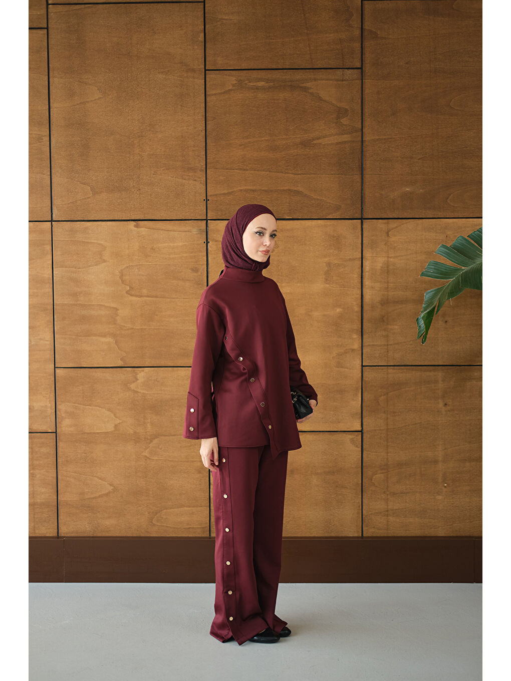 Kadın Dik Yaka Takım Bordo-4