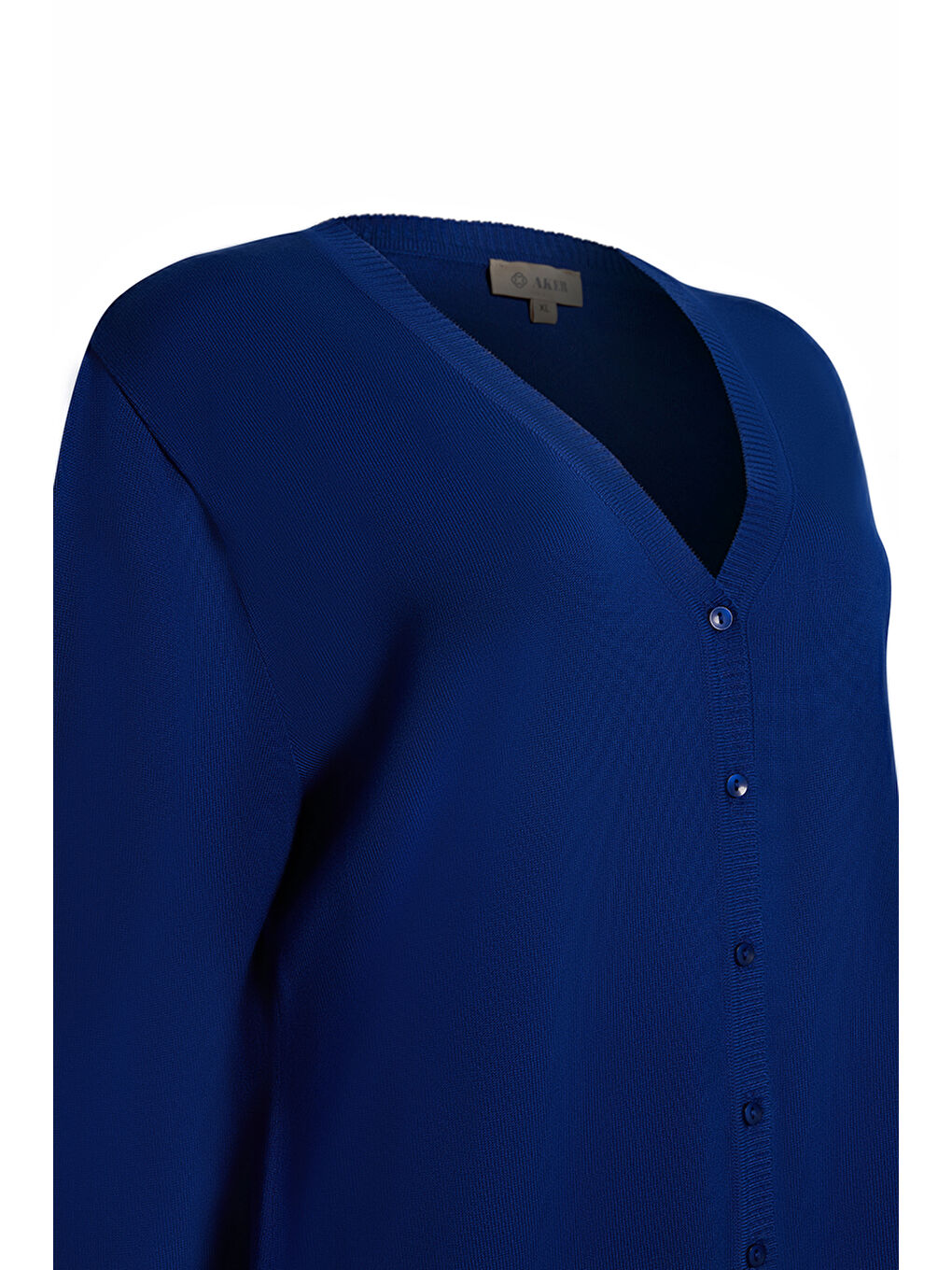 Mavi Saks V Yaka Düğmeli Triko Hırka-1