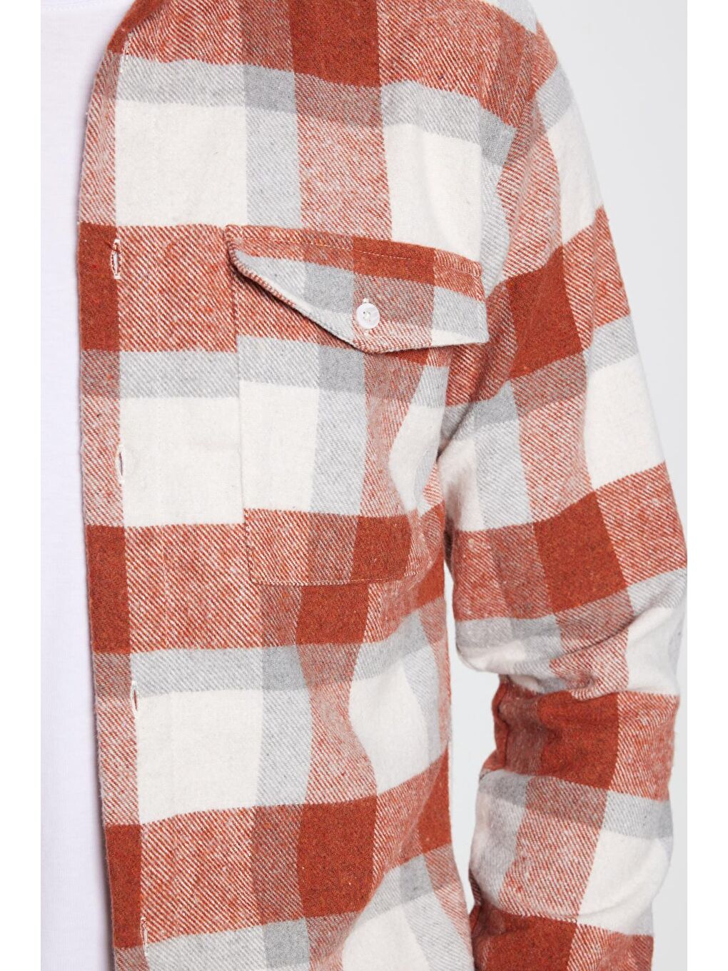 Karışık Erkek Slim Fit Dar Kesim Oduncu Tek Cepli Kareli Kışlık Gömlek-2