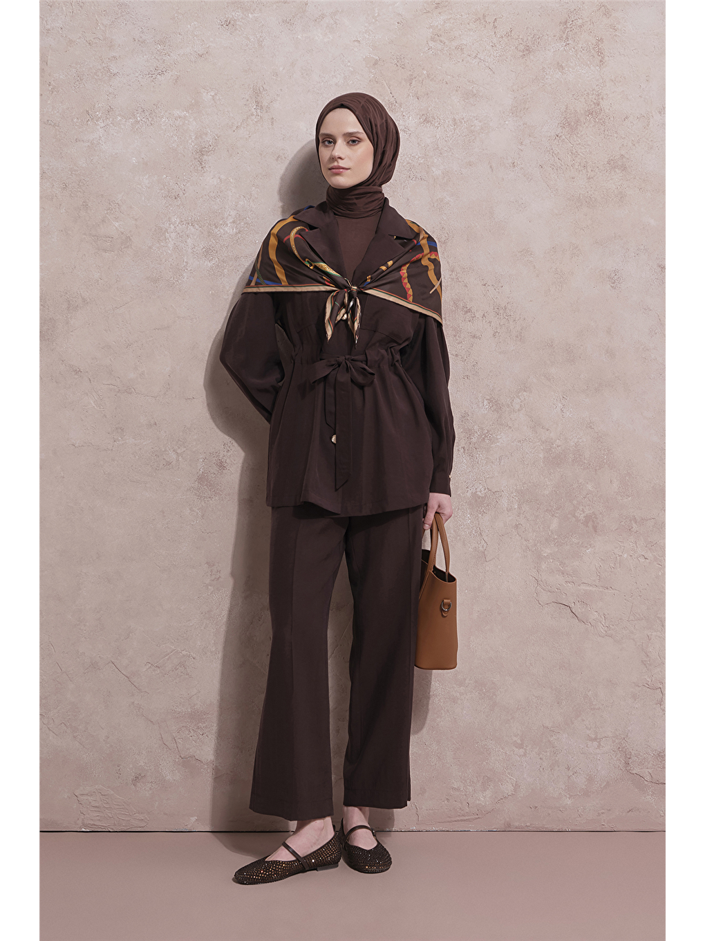 Kahverengi Cupra Karışımlı Ceketli Takım Acı Kahve-2