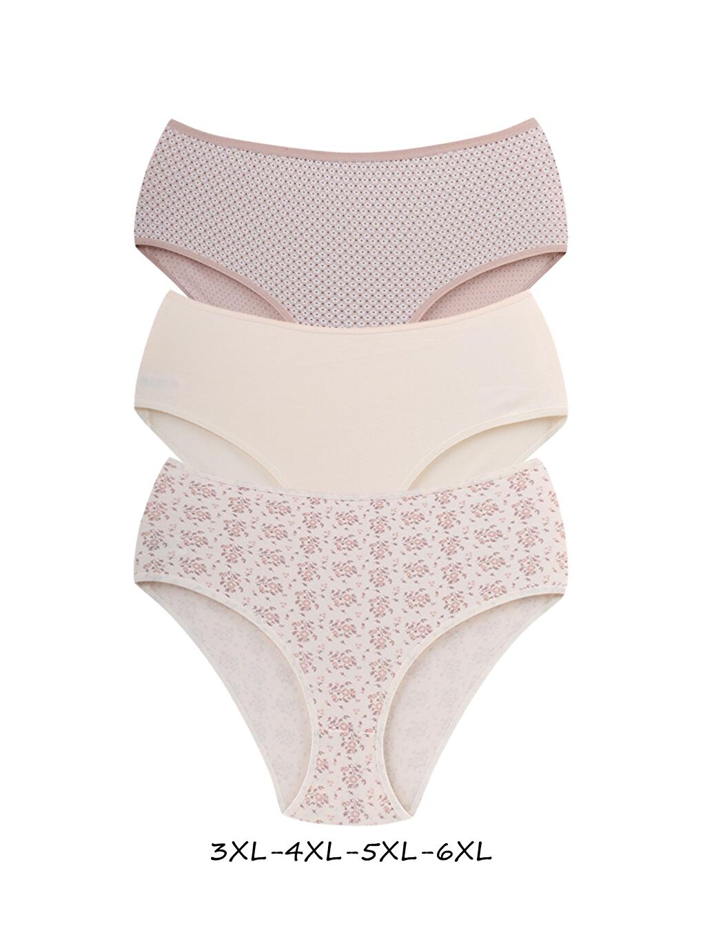 Karışık Kadın Büyük Beden Pamuklu Yüksek Bel Külot 6'lı Paket-1