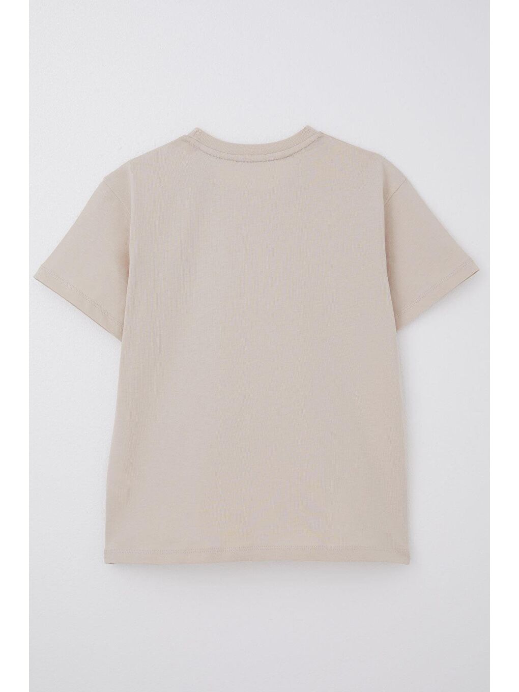 Erkek Çocuk Tişört Çift Cep Detaylı Kabartma Yazı Baskılı Bej (8-12 Yaş)-1