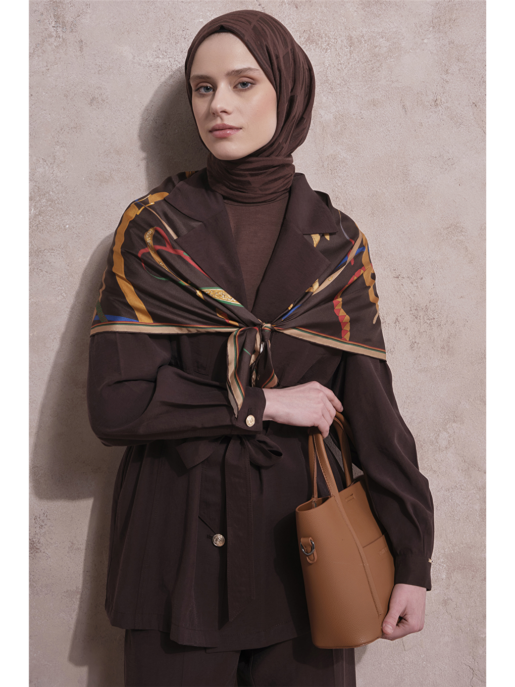 Kahverengi Cupra Karışımlı Ceketli Takım Acı Kahve-4