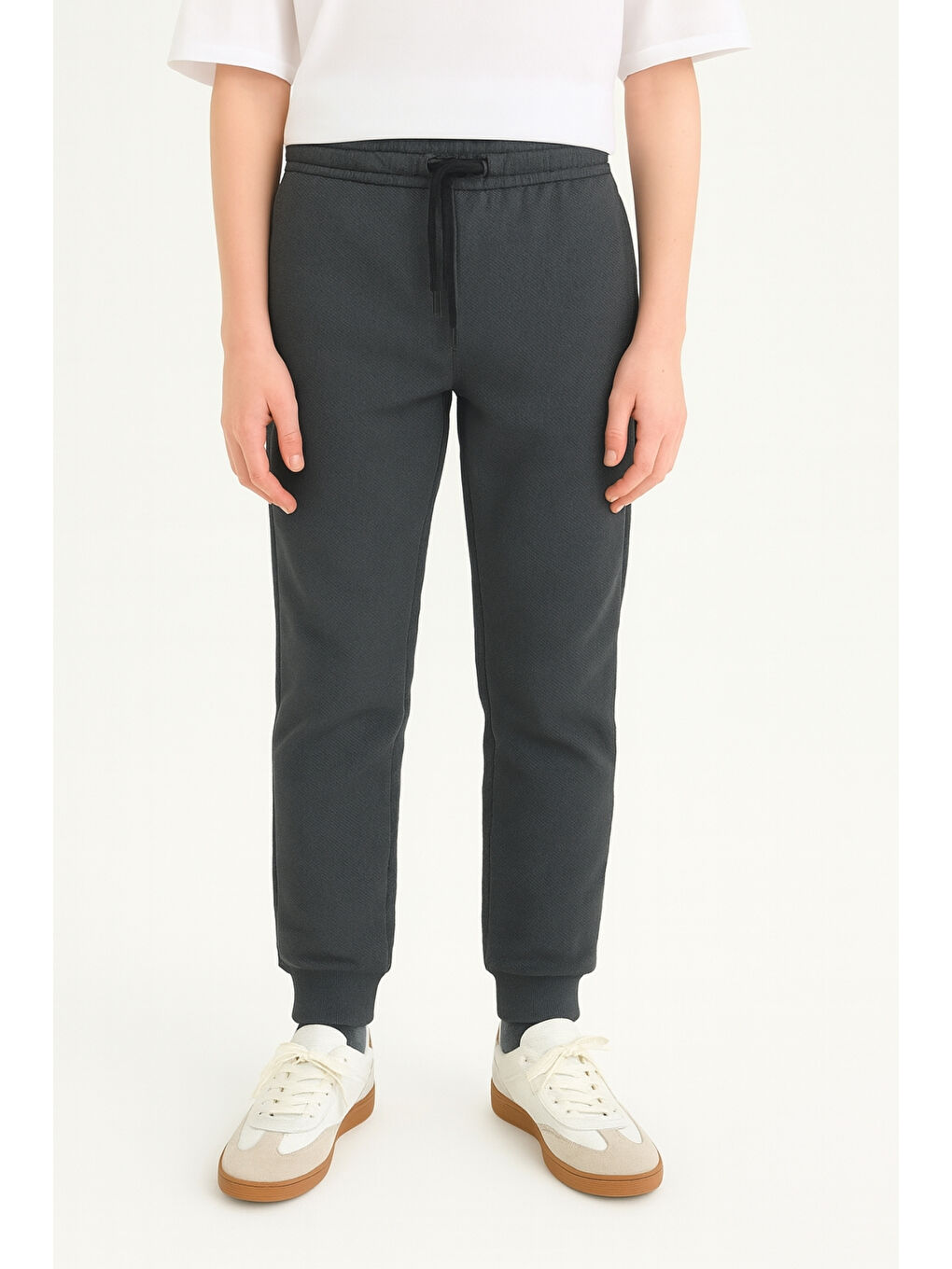 Gri Erkek Çocuk Basic Waffle Kumaş Okul Eşofman Altı Ak2432-3