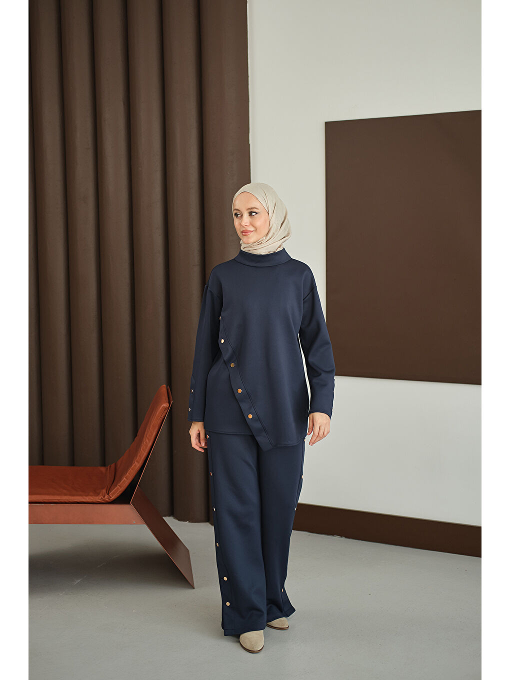 Kadın Dik Yaka Takım Lacivert-1