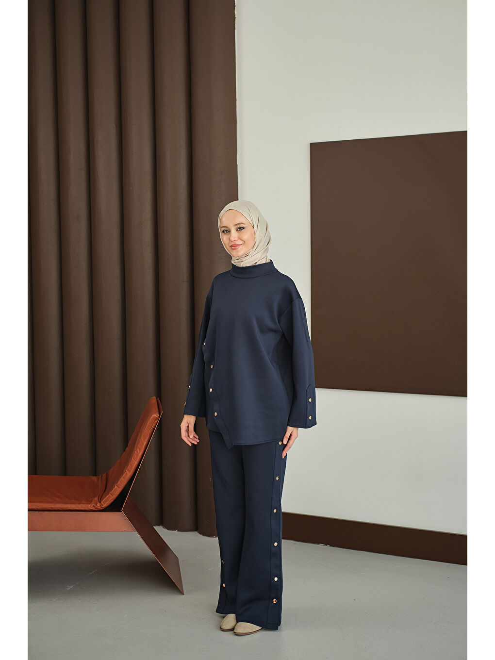 Kadın Dik Yaka Takım Lacivert-2