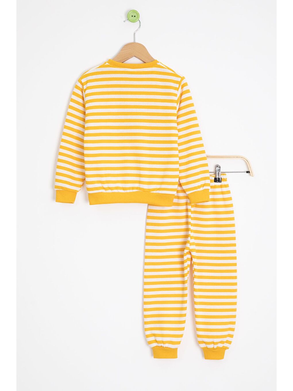 Sarı Erkek Çocuk Cute Nakışlı Çizgili Şardonlu Eşofman Takımı 23309-4