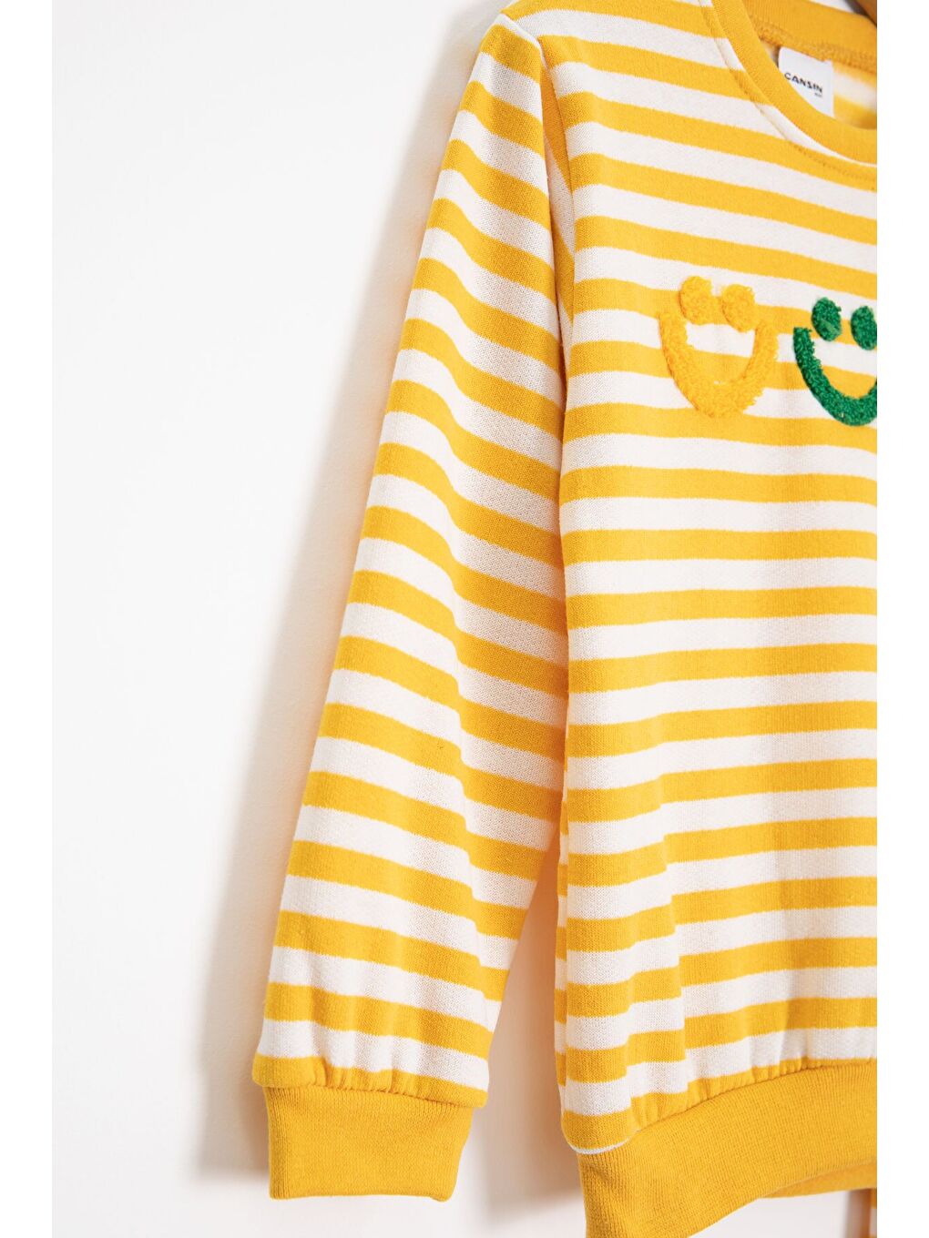Sarı Erkek Çocuk Gülenyüz Nakışlı Çizgili Şardonlu Takım 23319-2