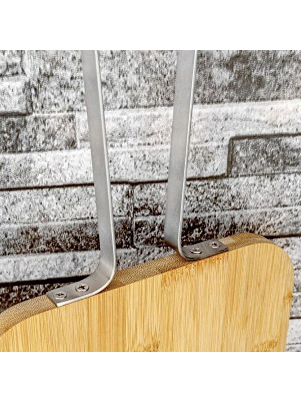 Zoe Paslanmaz Çelik Kulplu Kesme Tahtası - Açık Kahverengi - 44 cm-2