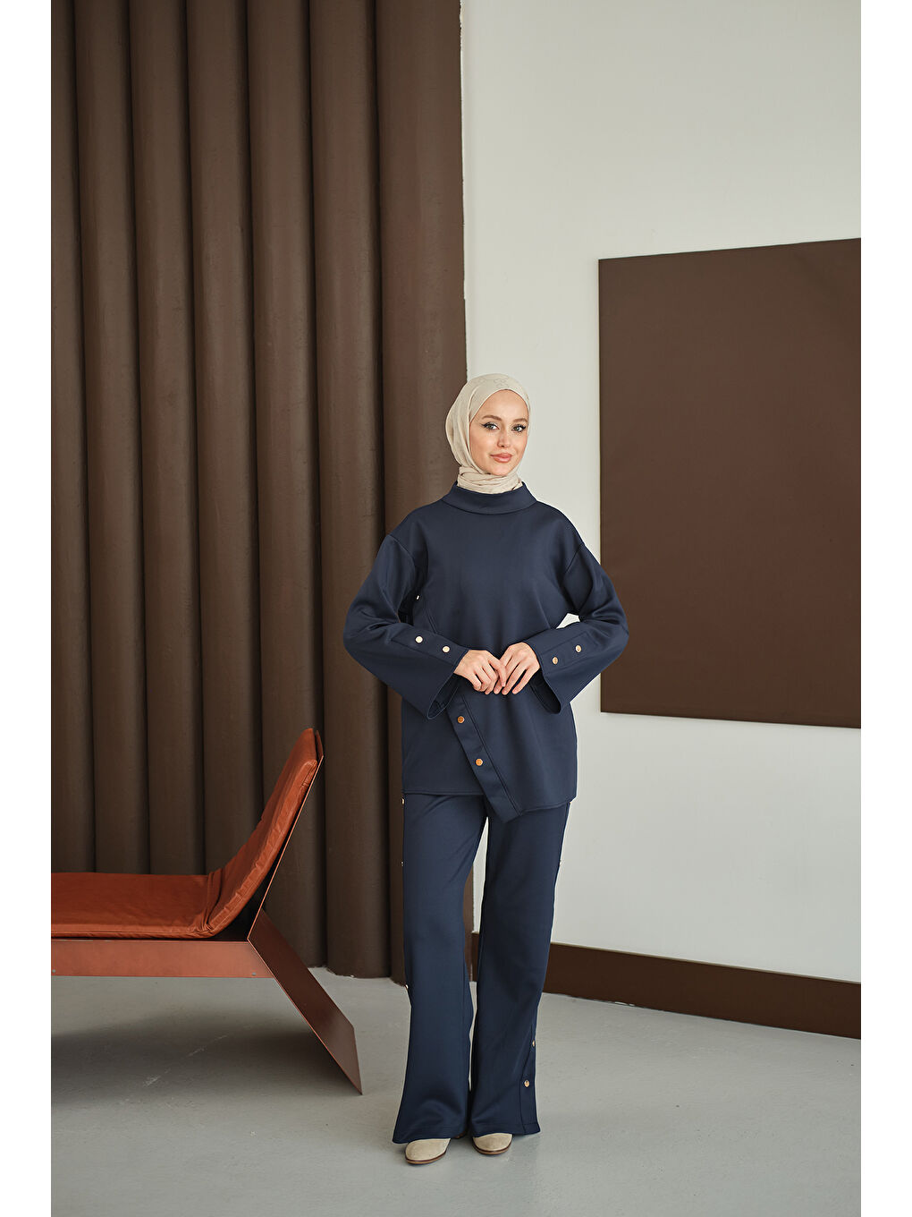 Kadın Dik Yaka Takım Lacivert-3