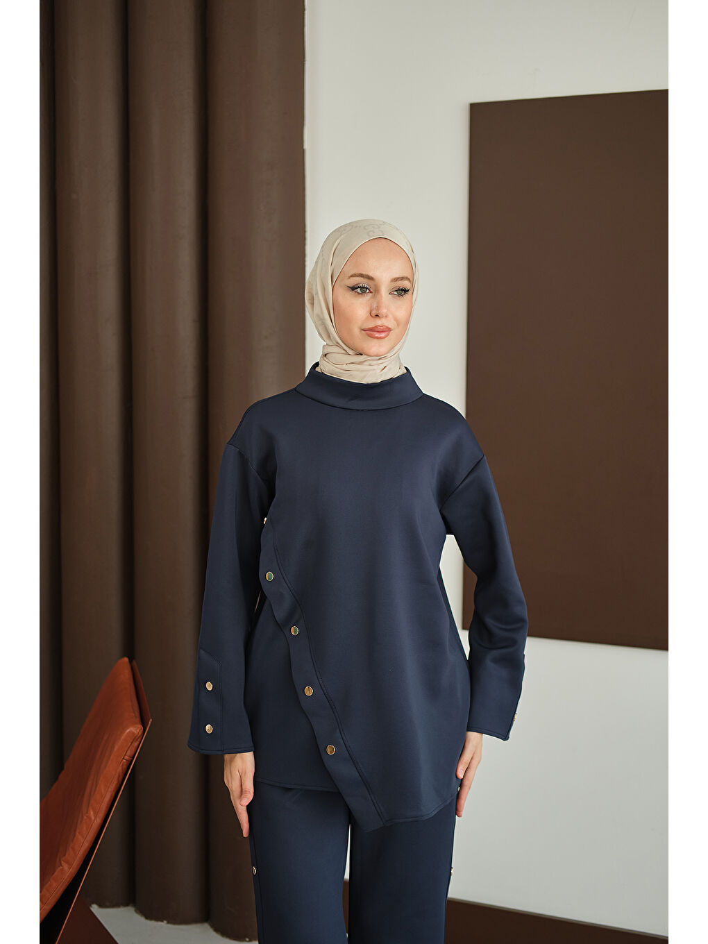 Kadın Dik Yaka Takım Lacivert-4