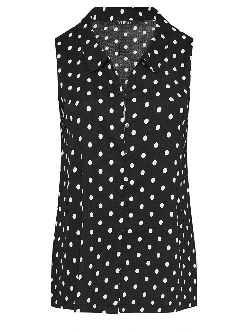 Siyah Büyük Beden Polo Yaka Sıfır Kol Düğmeli Puantiyeli T-shirt 303958-5