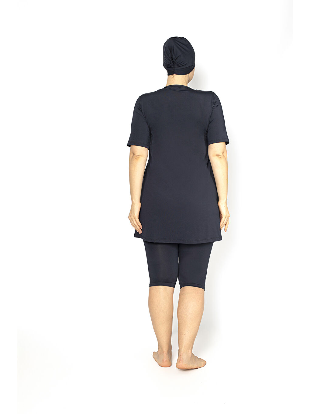 Antrasit Kısa Kol Biyeli Büyük Beden Yarı Kapalı Mayo 4302-5