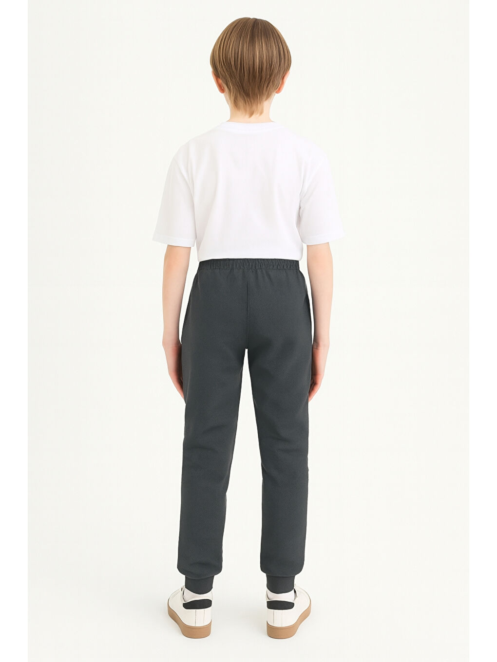 Gri Erkek Çocuk Basic Waffle Kumaş Okul Eşofman Altı Ak2432-4