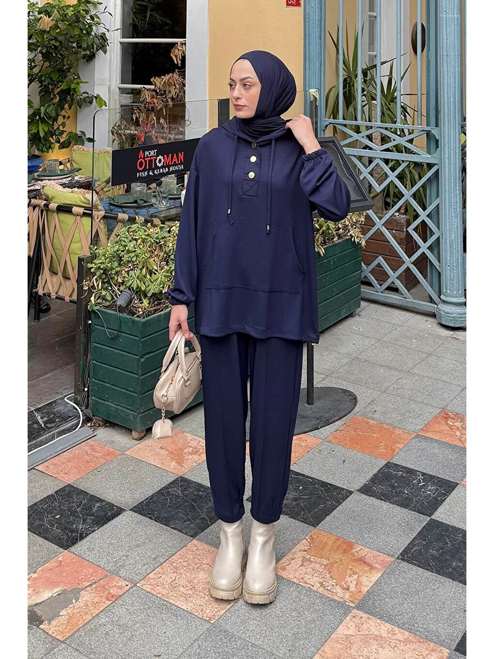 Kapüşonlu İkili Takım Lacivert